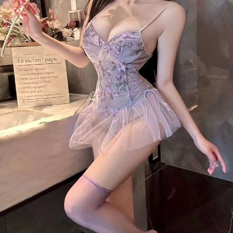 One-Piece  Lace Lingerie Stocking Set