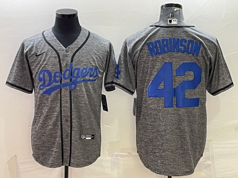 Men's Los Angeles Dodgers Jackie Robinson Nike Gray Alternate Cooperstown Collection Player Jersey