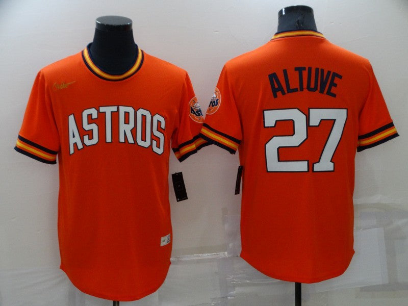 Men's Houston Astros Jose Altuve #27 Orange Authentic Game Jersey
