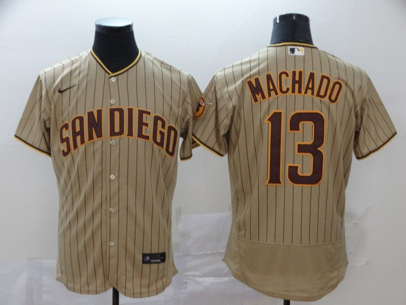 Men's San Diego Padres Manny Machado #13 Khaki Player Stitched Jersey