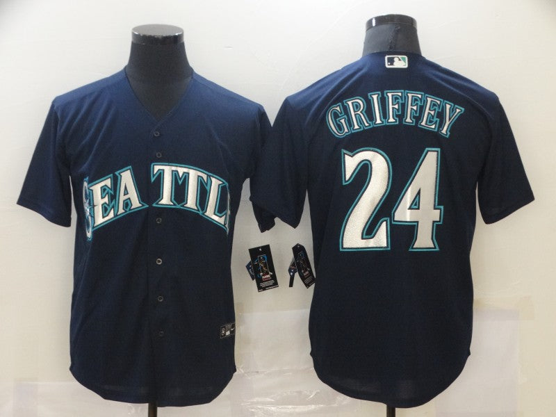 Men's Seattle Mariners Ken Griffey Jr. #24 Navy Replica Baseball Jersey