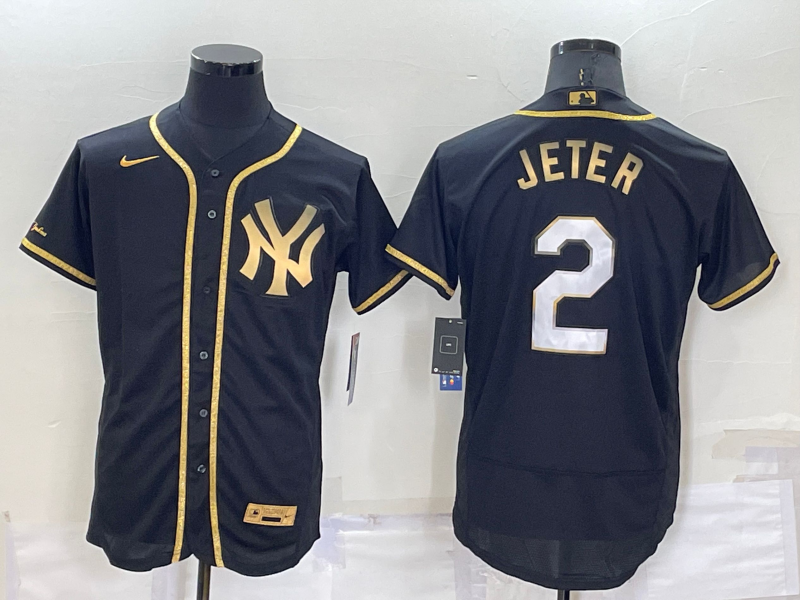 Men's New York Yankees Derek Jeter #2 Black Fashion Stitched Jersey
