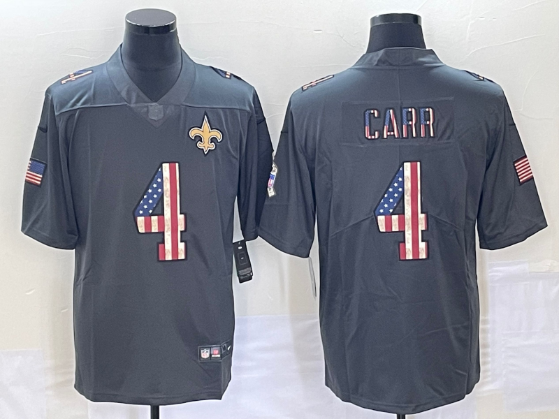 Men's New Orleans Saints #4 Derek Carr Black Game Jersey