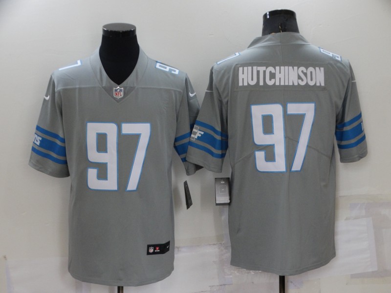 Men's Detroit Lions Aidan Hutchinson #97 Gray Game Jersey