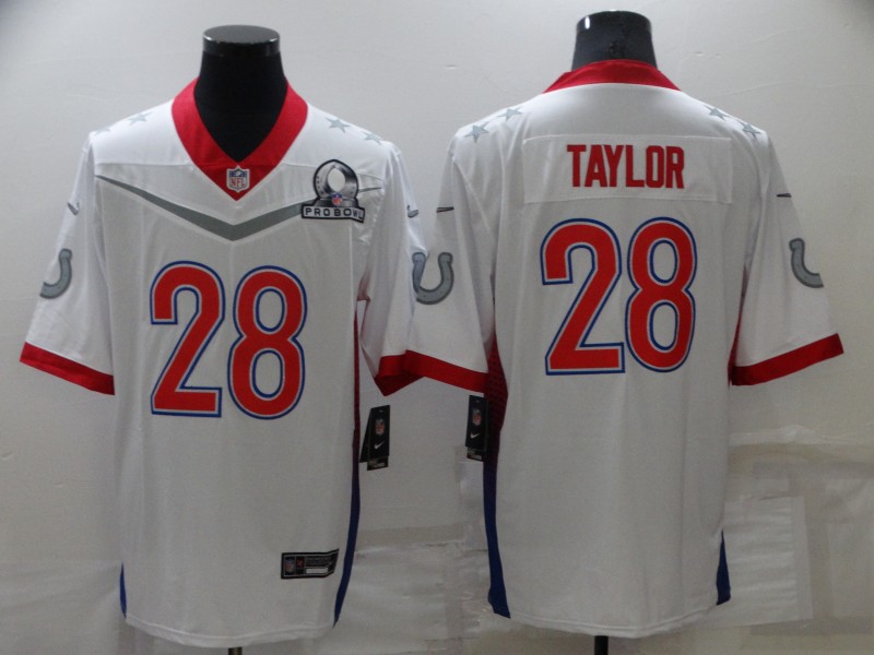 Men's Indianapolis Colts Jonathan Taylor #28 White ALL STAR Game Jersey