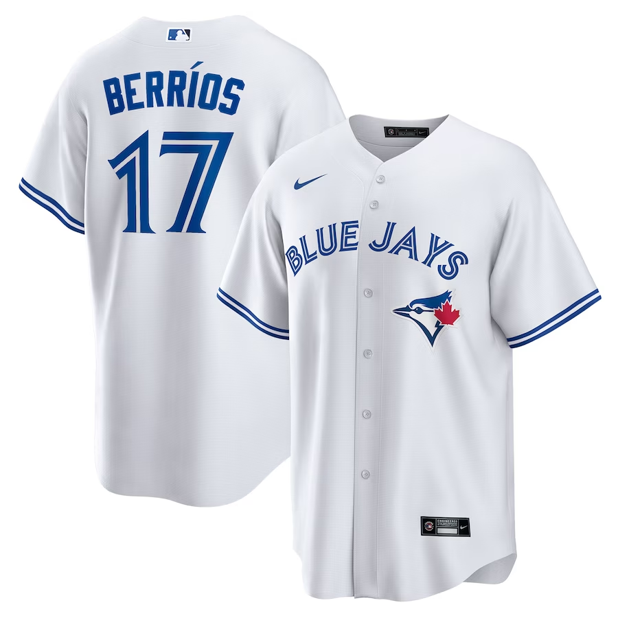 Men's Toronto Blue Jays Jos�� Berr��os #17 White Home Replica Player Jersey