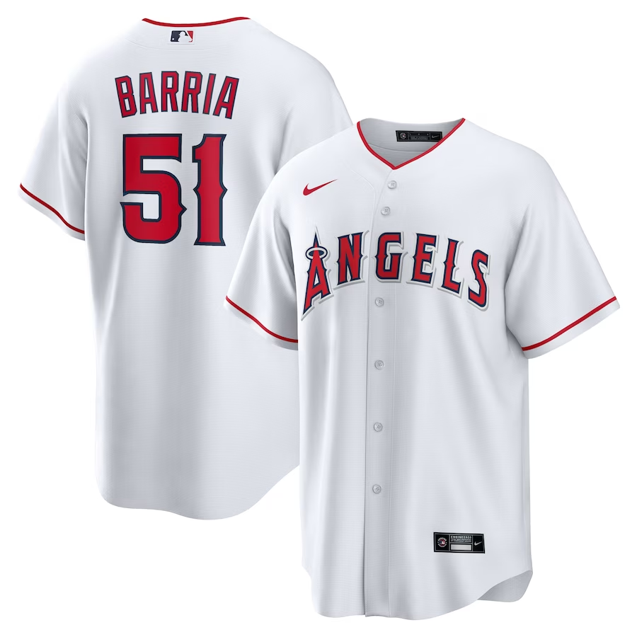Men's Los Angeles Angels Jaime Barr��a #51 White Home Replica Player Jersey