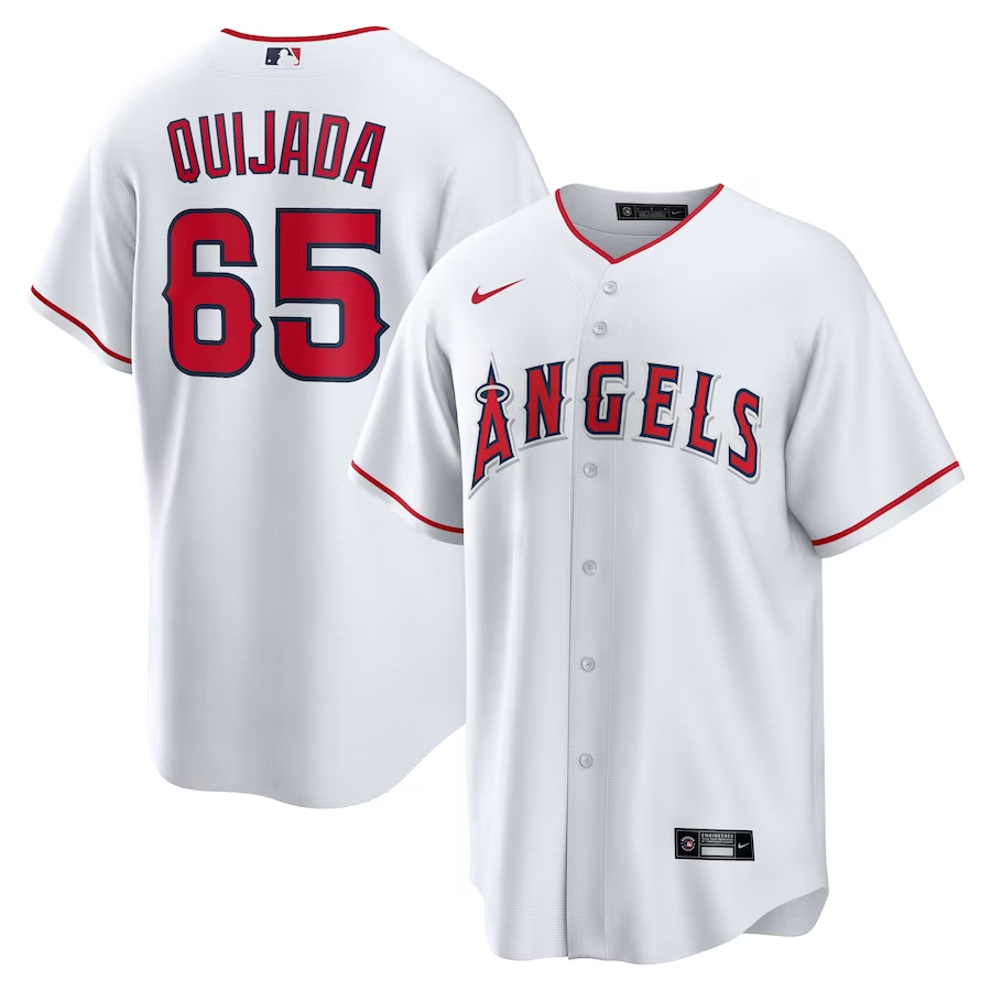 Men's Los Angeles Angels Jos�� Quijada #65 White Home Replica Player Jersey