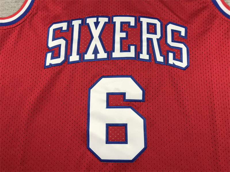 Men's Philadelphia 76ers Julius Erving #6 Red Hardwood Classics Swingman Jersey