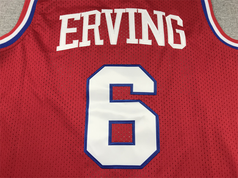 Men's Philadelphia 76ers Julius Erving #6 Red Hardwood Classics Swingman Jersey