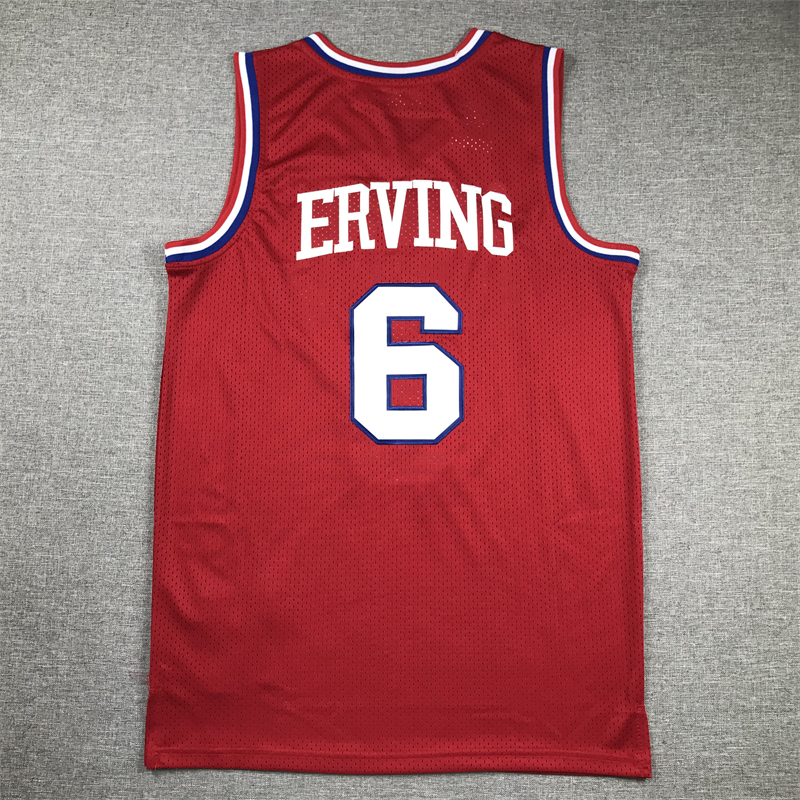 Men's Philadelphia 76ers Julius Erving #6 Red Hardwood Classics Swingman Jersey