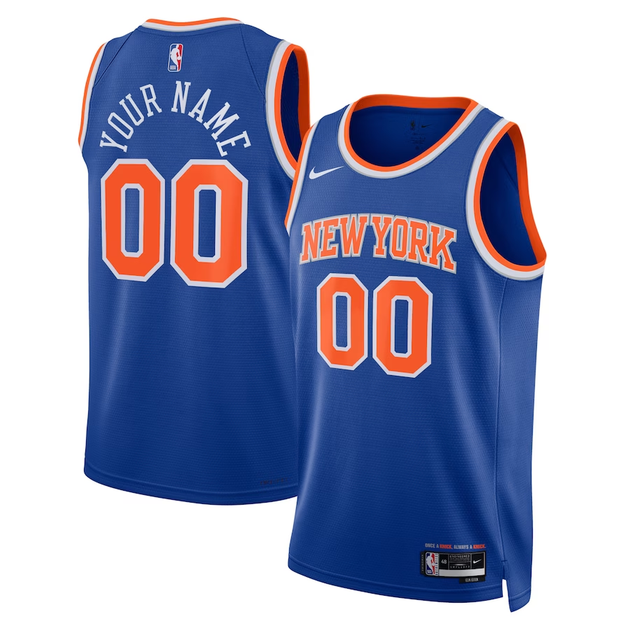 Men's New York Knicks Blue Swingman Custom Jersey - Icon Edition