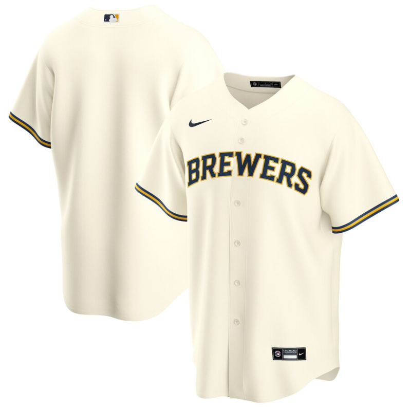 Men's Milwaukee Brewers Cream Home Blank Replica Jersey