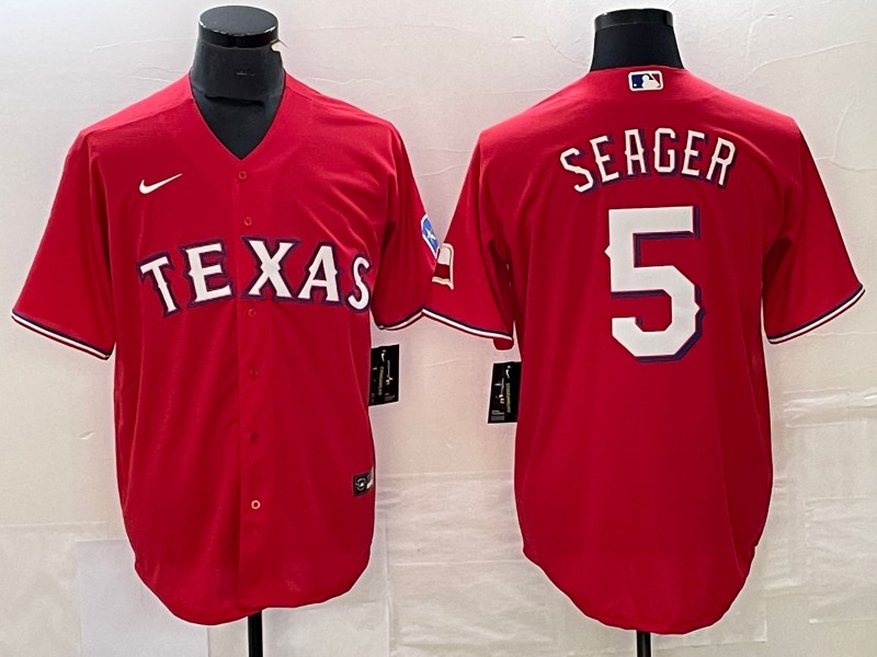 Men's Texas Rangers Corey Seager #5 Red Replica Player Jersey