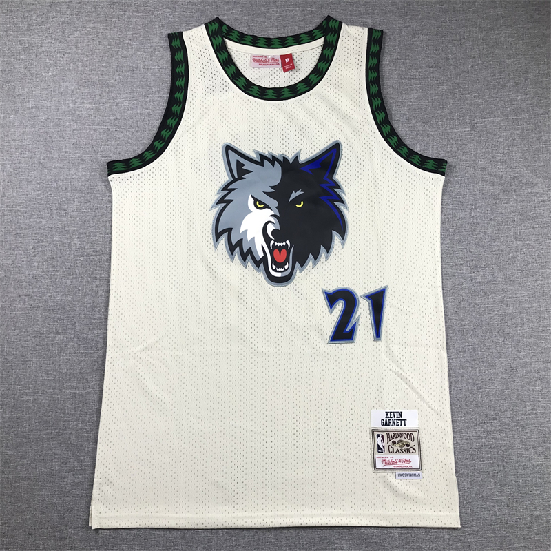 Men's Minnesota Timberwolves Kevin Garnett #21 Cream Hardwood Classics Swingman Jersey