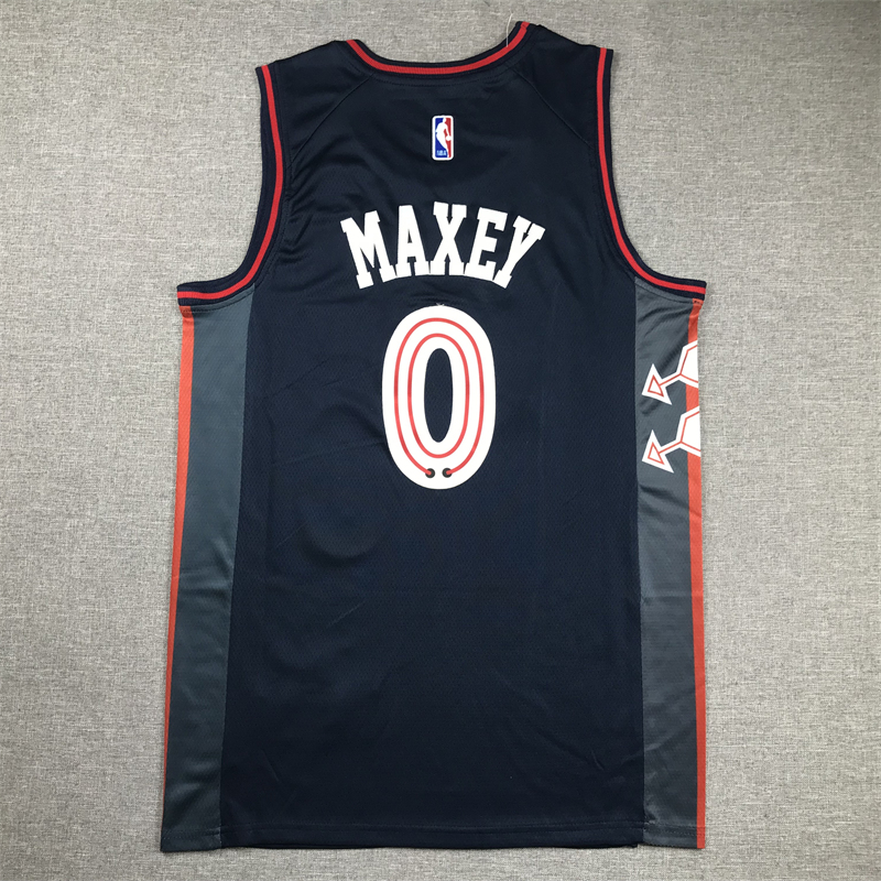 Men's Philadelphia 76ers Tyrese Maxey #0 Navy 2023/24 Swingman Jersey - City Edition