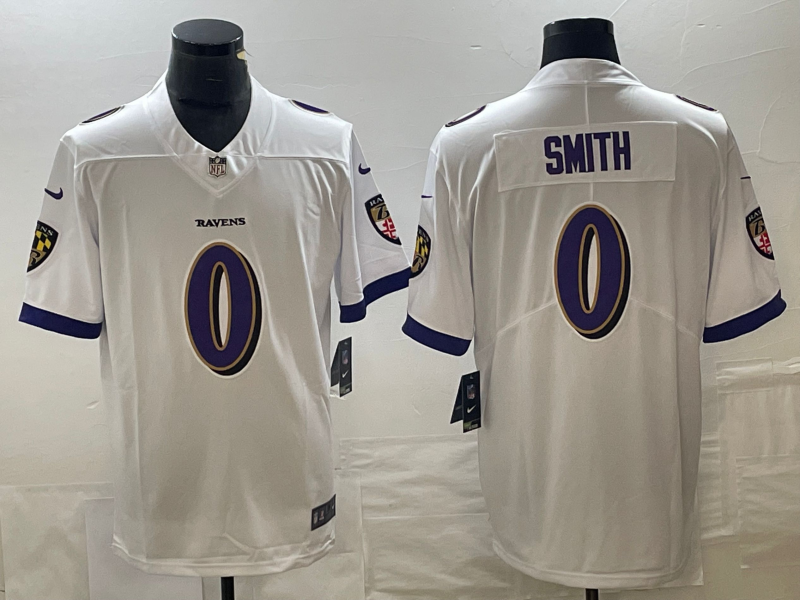 Men's Baltimore Ravens Roquan Smith #0 White Team Game Jersey