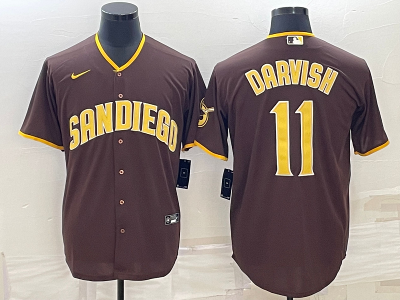 Men's San Diego Padres Yu Darvish #11 Brown Replica Player Jersey