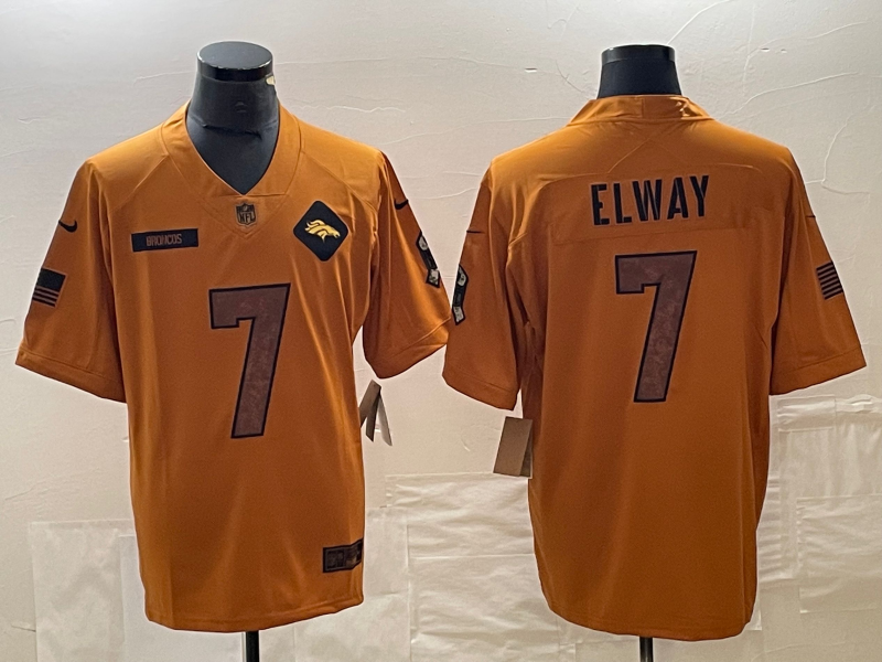 Men's Denver Broncos John Elway #7 Brown 2023 Salute To Service Retired Player Limited Jersey