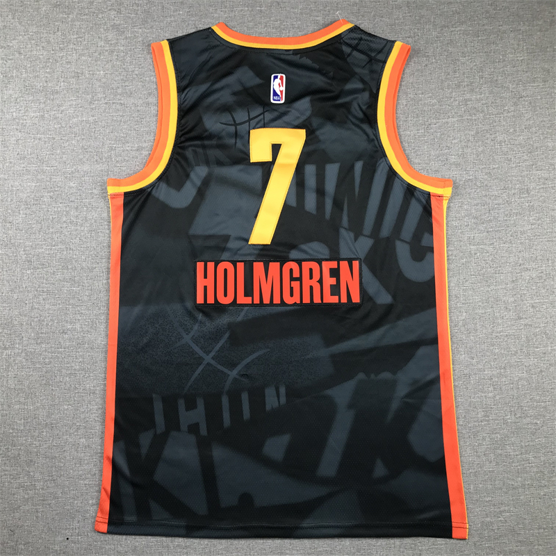 Men's Oklahoma City Thunder Chet Holmgren #7 Black 2023/24 Swingman Jersey - City Edition