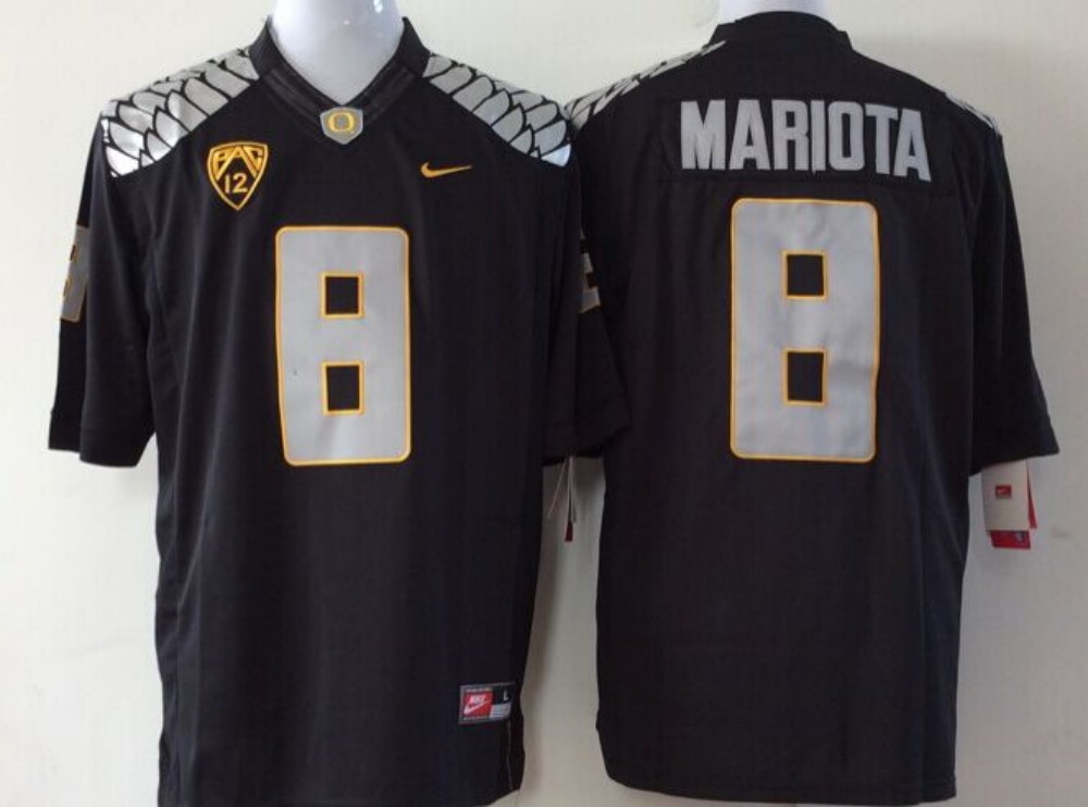 Men's Oregon Ducks Marcus Mariota #8 Black Team Jersey