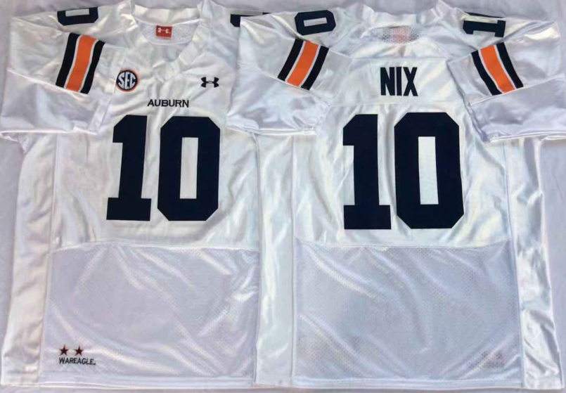 Men's Auburn Tigers Bo Nix #10 White Player Game Jersey