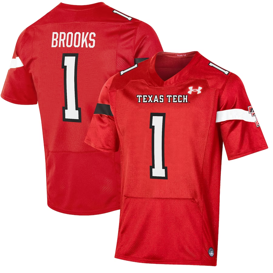 Men's Texas Tech Red Raiders Jordyn Brooks #1 Red Player Game Jersey