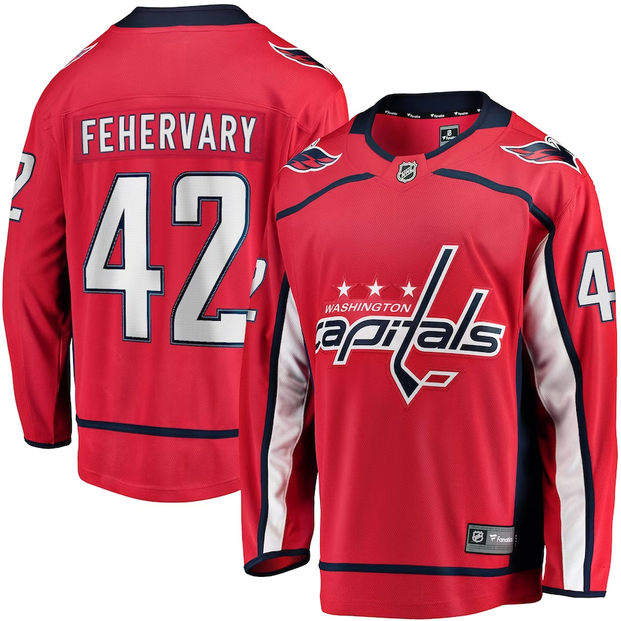 Men's Washington Capitals Martin Fehervary #42 Red Home Breakaway Player Jersey