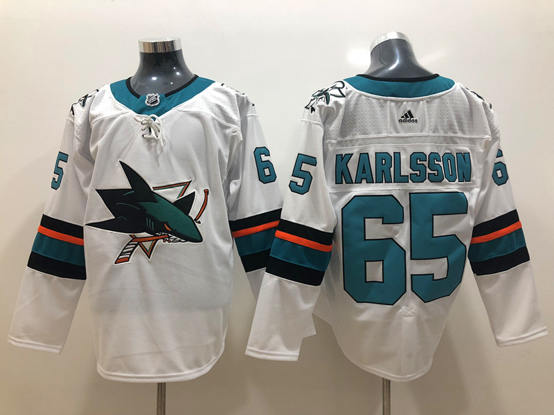 Men's San Jose Sharks Erik Karlsson #65 White Breakaway Player Jersey