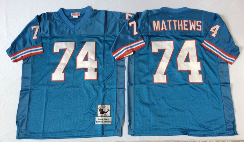 Men's Tennessee Oilers Bruce Matthews #74 Light Blue Legacy Replica Jersey