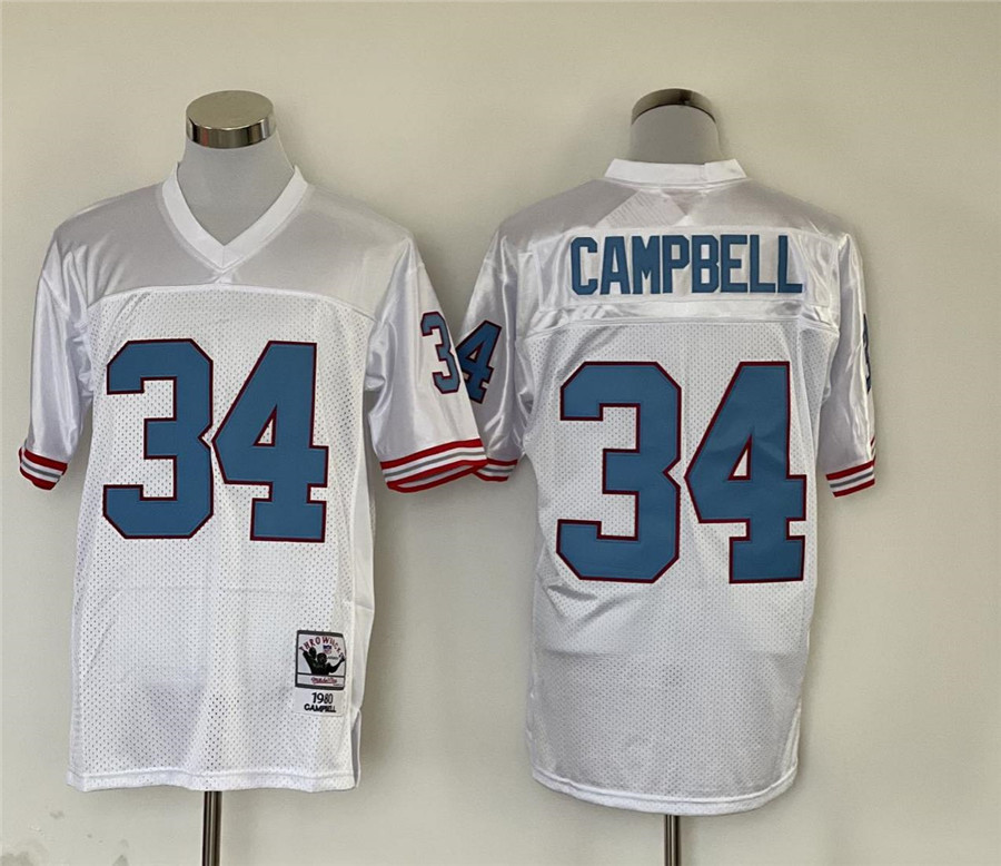 Men's Tennessee Oilers Earl Campbell #34 White Legacy Replica Jersey