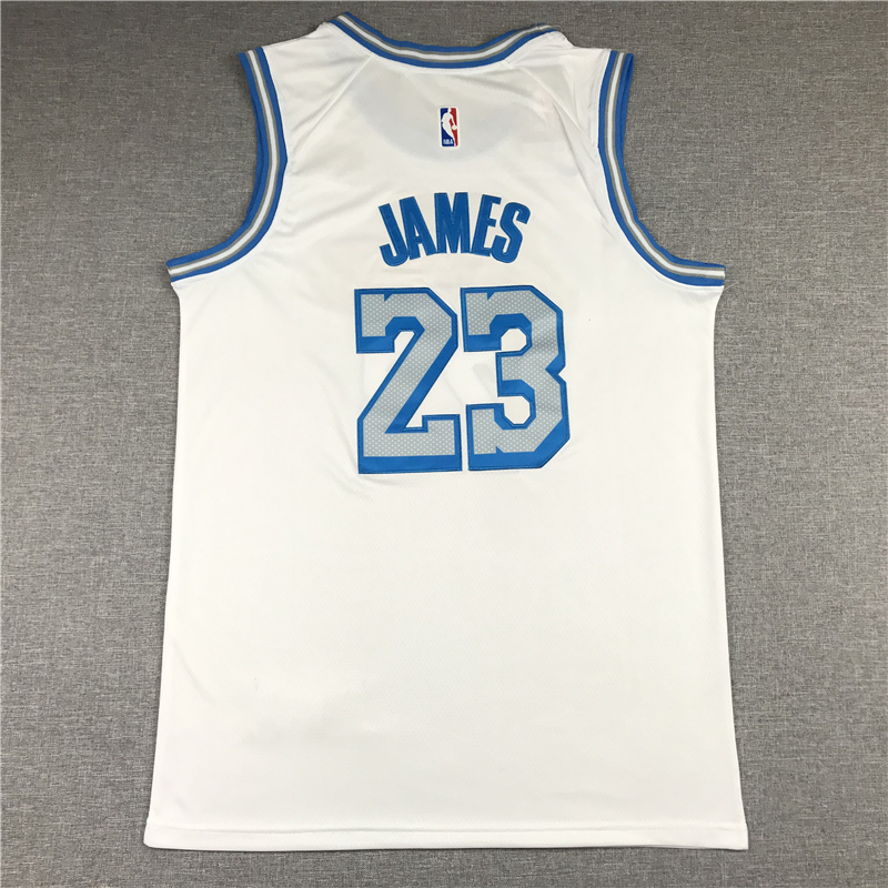 Men's Los Angeles Lakers LeBron James 2020/21 White Swingman Jersey City Edition