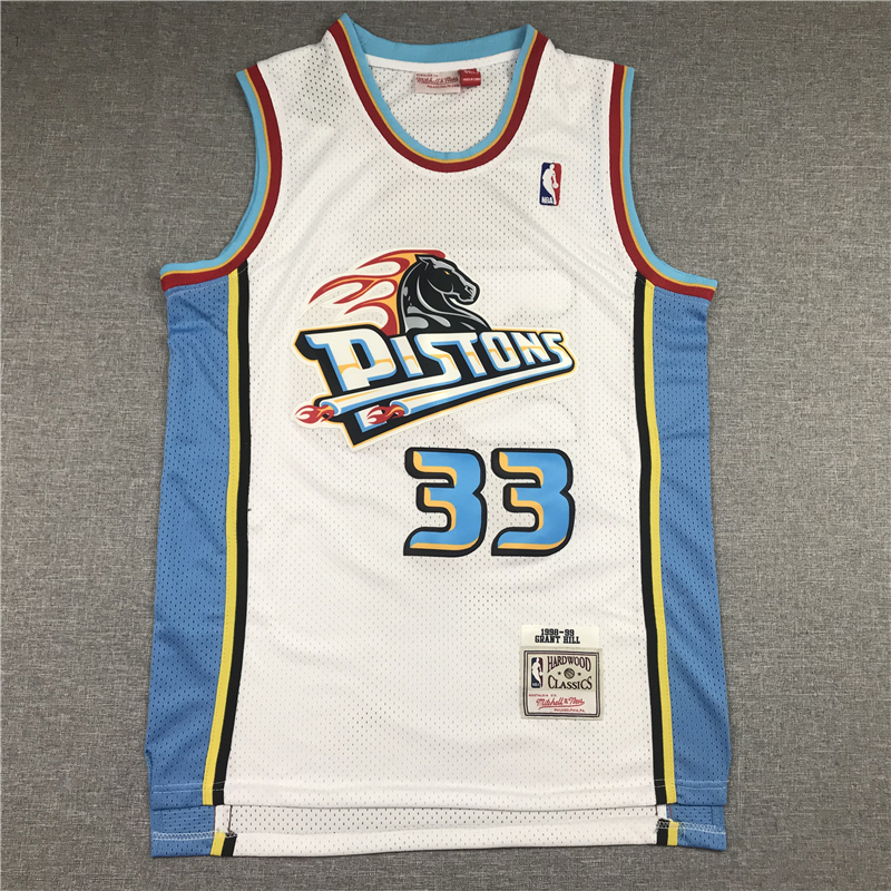 Men's Detroit Pistons Grant Hill 1998-99 White Hardwood Classics Swingman Jersey
