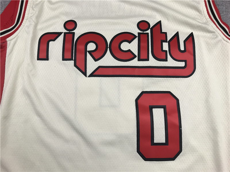 Men's Portland Trail Blazers Damian Lillard #0 NBA White Swingman Jersey