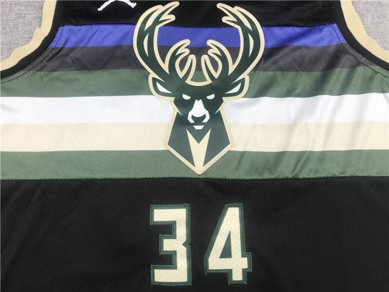 Men's Milwaukee Bucks Giannis Antetokounmpo #34 Black Replica Player Jersey