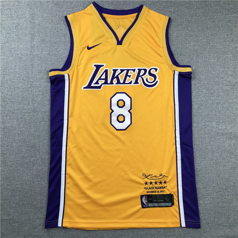 Men's Los Angeles Lakers Kobe Bryant Yellow #8 Swingman Player Jersey