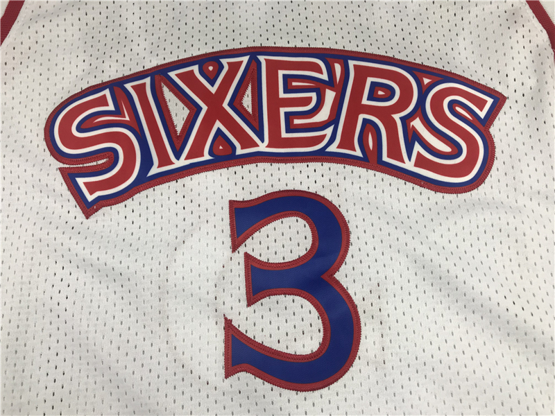Men's Philadelphia 76ers Allen Iverson White Hardwood Classics Authentic Jersey