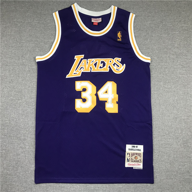 Men's Los Angeles Lakers Shaquille O'Neal #34 Purple 1996-97 Classics Jersey