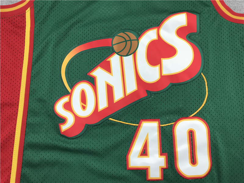 Men's Seattle Supersonics Shawn Kemp #40 Green Throwback Swingman Jersey