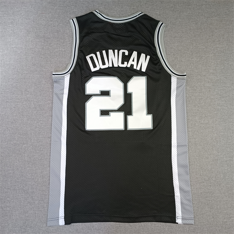 Men's San Antonio Spurs Tim Duncan Black Big & Tall Hardwood Classics Jersey
