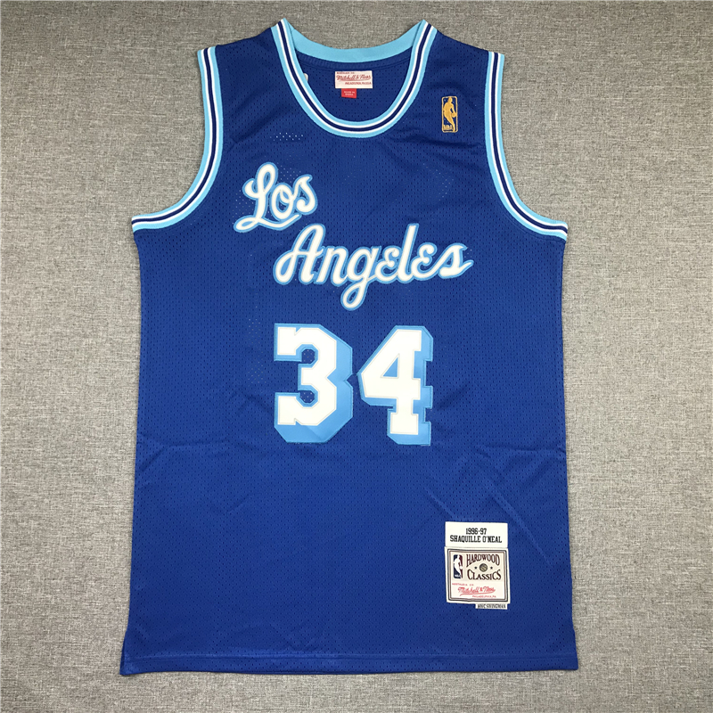 Men's Los Angeles Lakers Shaquille O'Neal Blue Hardwood Classics Swingman Jersey