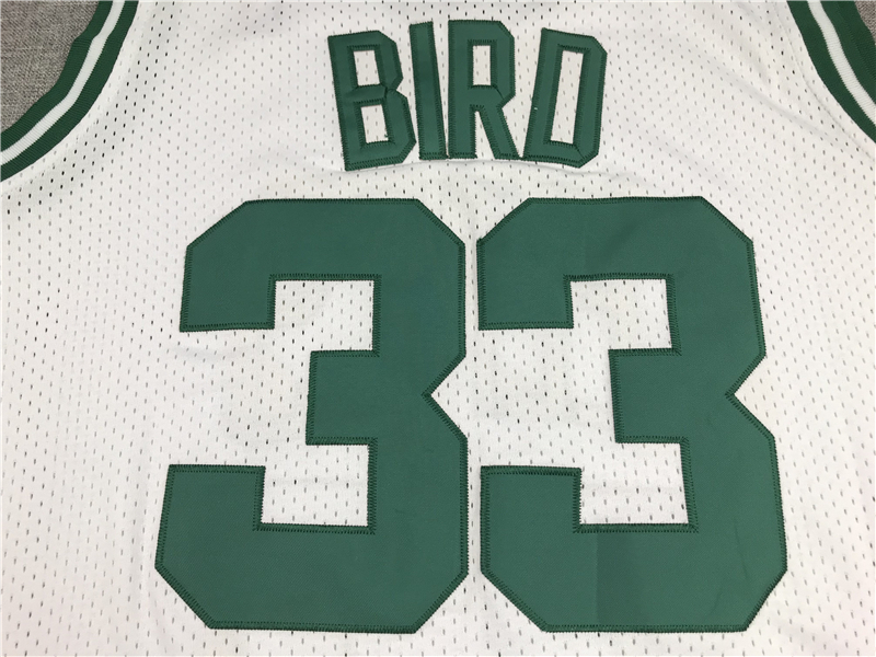 Men's Boston Celtics Larry Bird White 1985-86 Hardwood Classics Swingman Jersey