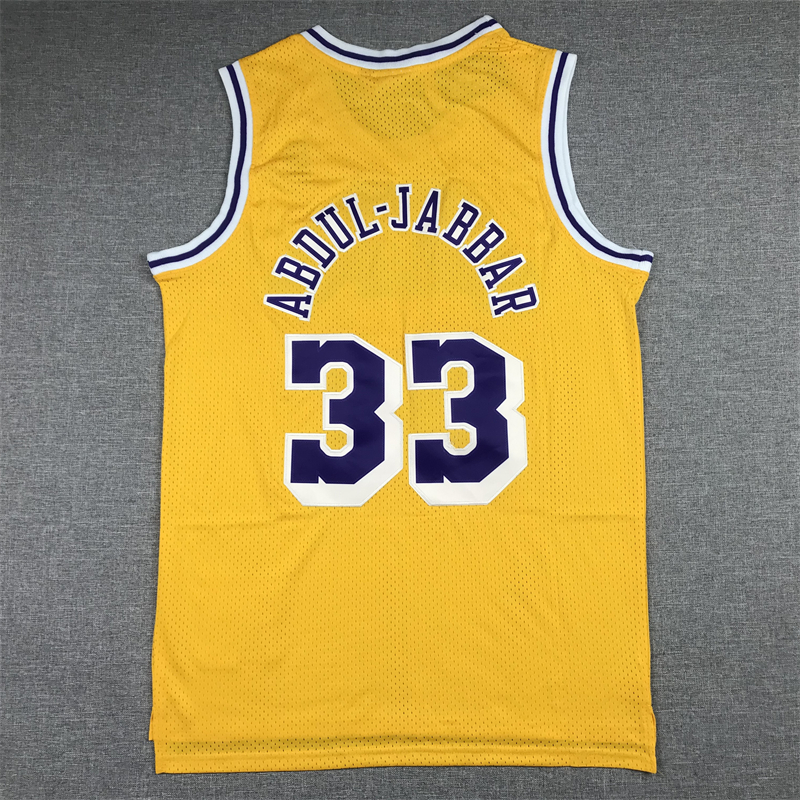 Men's Los Angeles Lakers Kareem Abdul-Jabbar Gold Hardwood Classics Jersey
