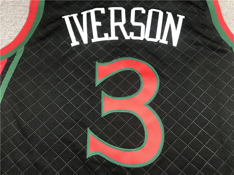 Men's Philadelphia 76ers Allen Iverson Black 1996-97 Hardwood Classics Jersey