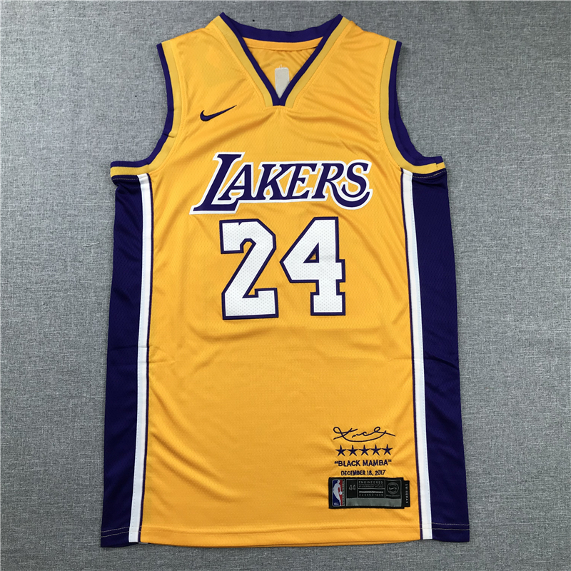 Men's Los Angeles Lakers Kobe Bryant #24 NBA Yellow Jersey - Retired Edition