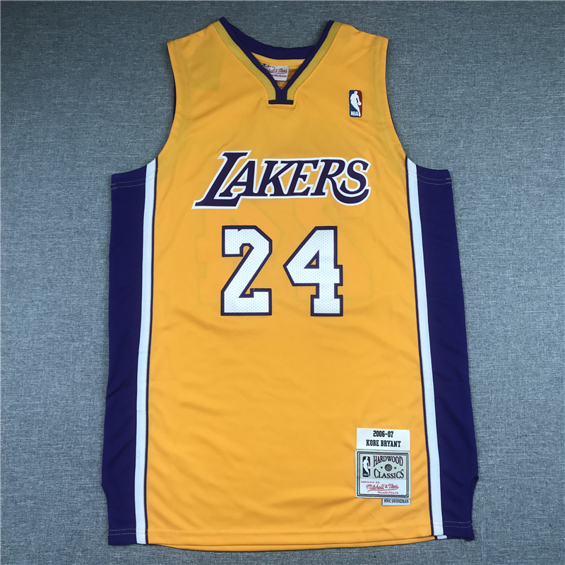 Men's Los Angeles Lakers Kobe Bryant #24 Yellow Swingman Player Jersey