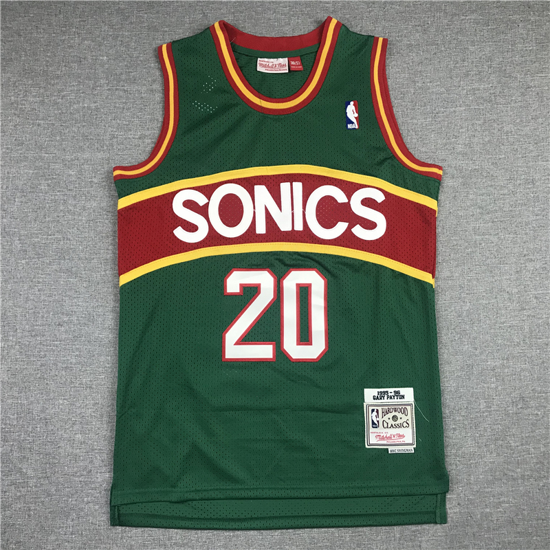 Men's Seattle Supersonics Gary Payton #20 Green Throwback Swingman Jersey