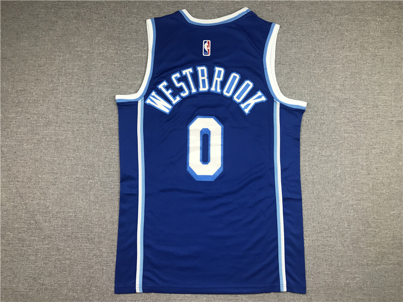 Men's Los Angeles Lakers Russell Westbrook Blue Hardwood Classic Swingman Jersey