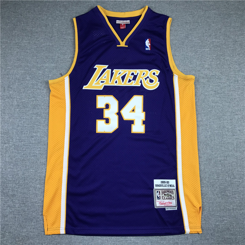 Men's Los Angeles Lakers Shaquille O'Neal #34 Purple 1999-00 Classics Jersey