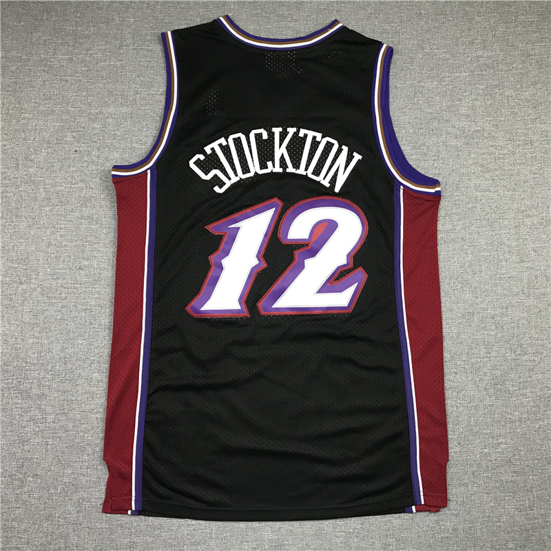 Men's Utah Jazz John Stockton Black 1998-99 Hardwood Classics Swingman Jersey